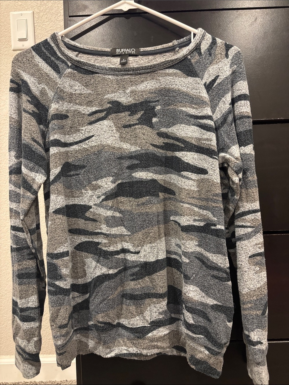 Buffalo David Bitton Gray & Black Camo Crewneck Sweater